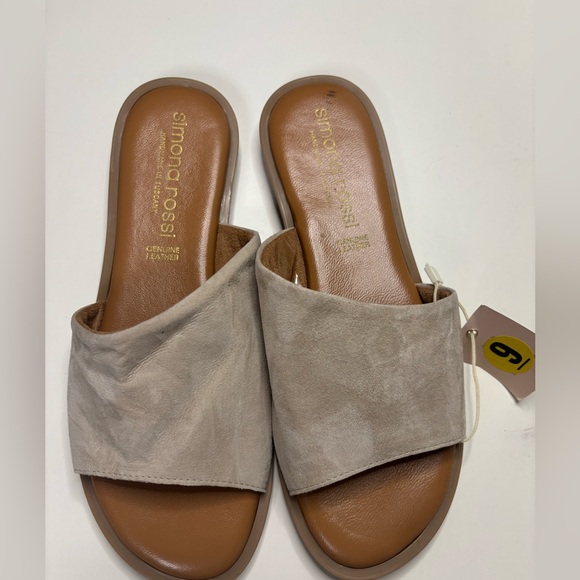 Simona Rossi Leather Suede Sandals Slides Slip On Size 9 New Made Italy - Picture 1 of 6